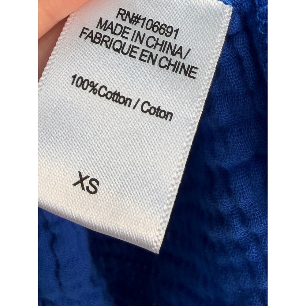YFB Gauzy Cotton Button Front Tunic Top Womens Cobalt Blue Boho Swim Coverup - Picture 5 of 8